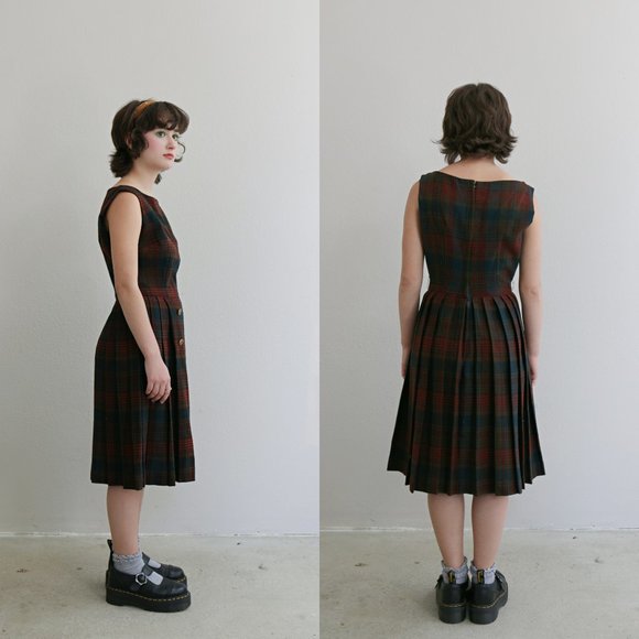 1950's Ilene Ricky Plaid Dress Junior or Women's Size Double Extra Small 00/0/01 - Picture 2 of 6